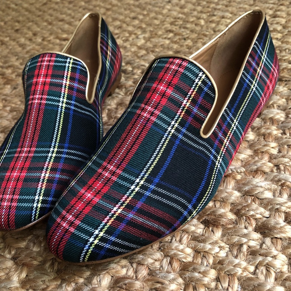 New: J Crew Stewart Plaid Smoking Loafer. Size 8.5